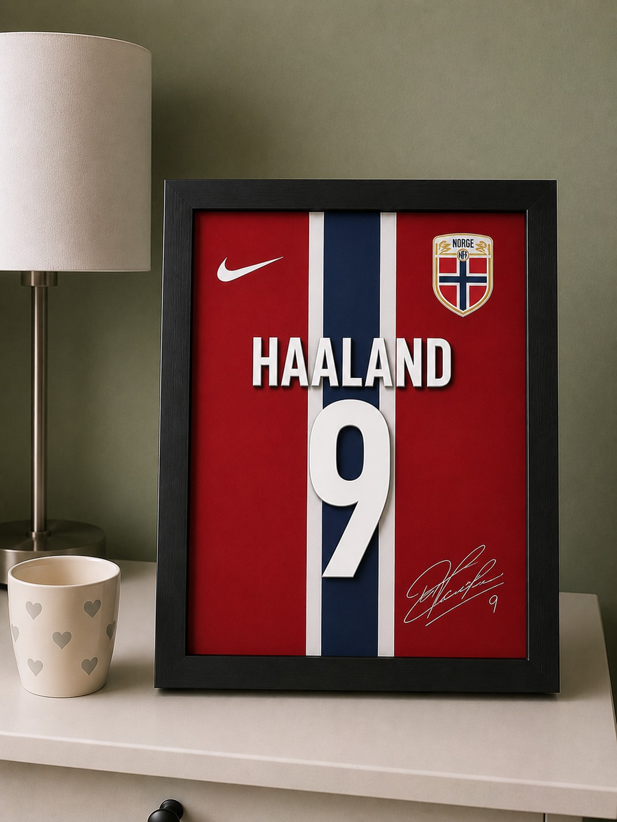 Haaland #9 Norway Framed Jersey